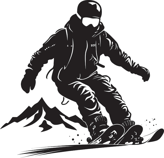 Vector slope shredder graphic design with snowboarding man icon blizzard daredevil snowboarding man logo g