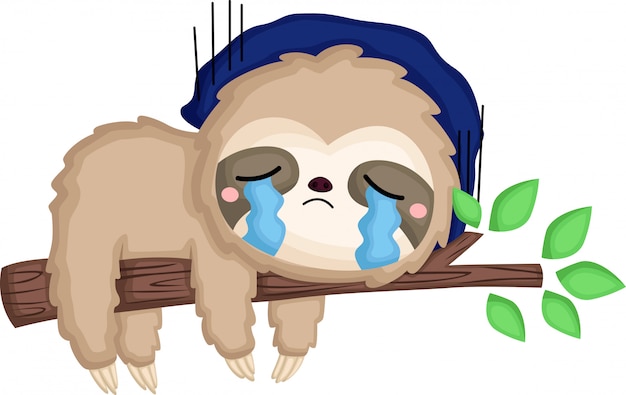 A of a sloth being really sad