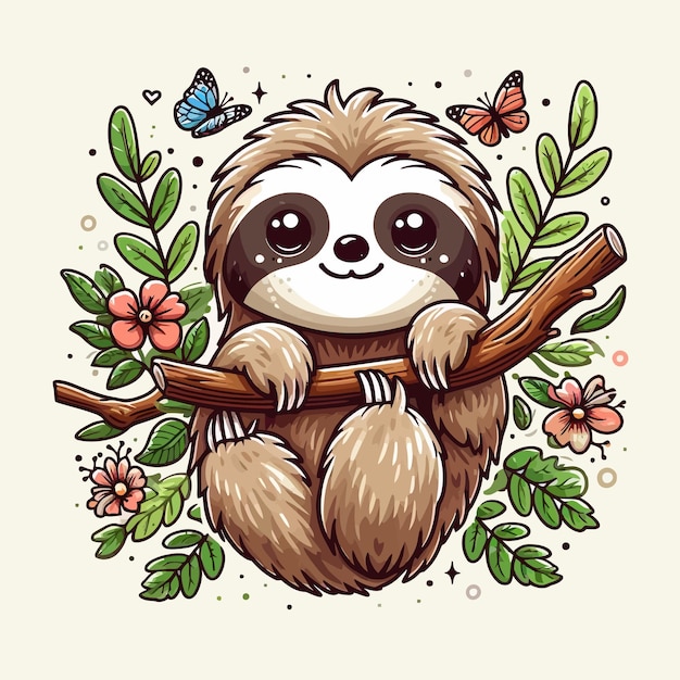 Sloth cute vector