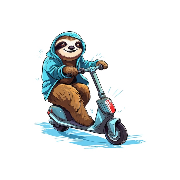 Sloth riding scooter Vector illustration design