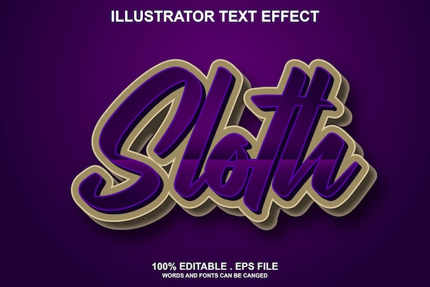 sloth text effect editable