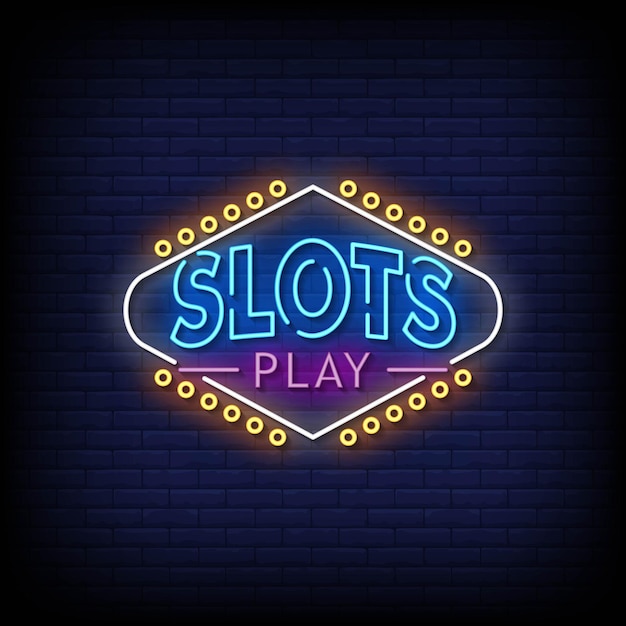 Slots Play Neon Signs Style Text Vector