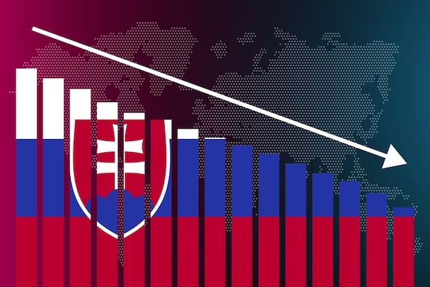 Slovakia bar chart graph decreasing values crisis and downgrade news banner fail and decrease