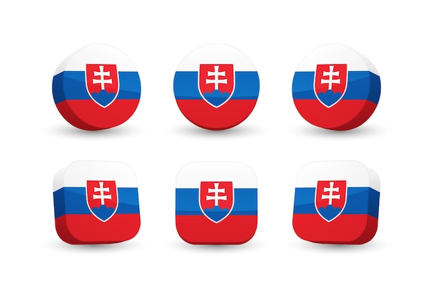 Slovakia flag 3d vector illustration button flag of Slovakia isolated on white