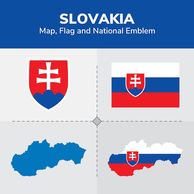 Slovakia Map, Flag and National Emblem 