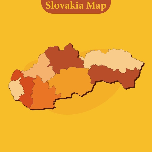 Slovakia map vector with regions and cities lines and full every region