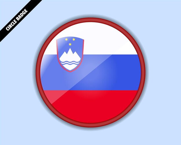 Slovenia flag circle badge vector design rounded sign with reflection