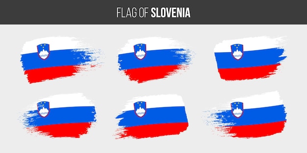 Vector slovenia flags brush stroke grunge vector illustration flag of slovenia isolated on white