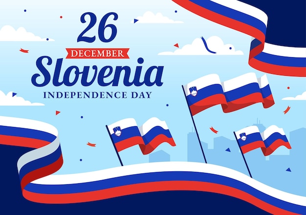 Slovenia Independence Day Vector Illustration on 26 December with Waving Flag Background Design