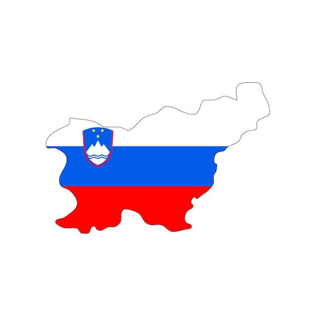 Slovenia map silhouette with flag on white background