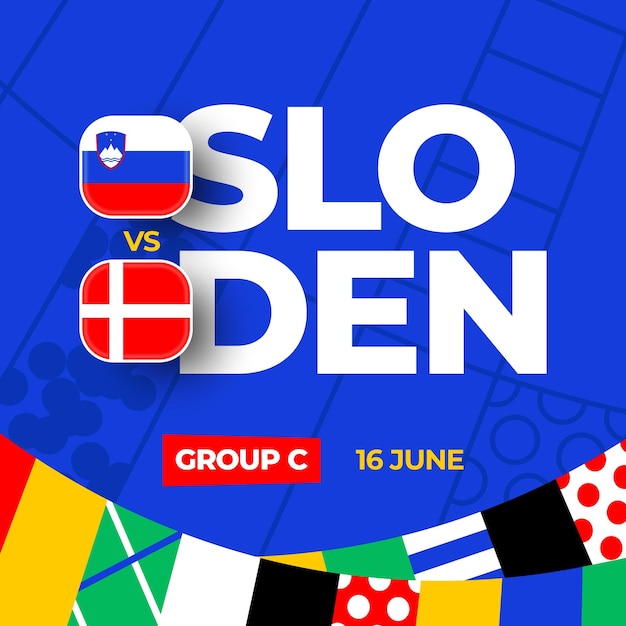 Slovenia vs Denmark football 2024 match versus 2024 group stage championship match versus teams intro sport background championship competition