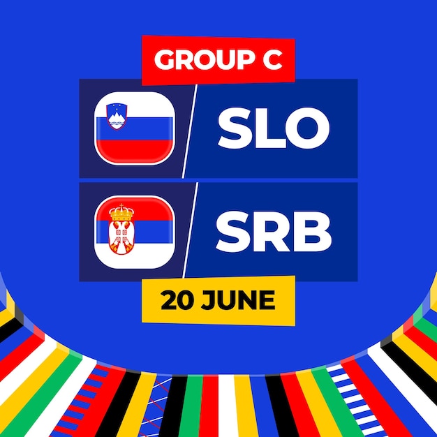 Slovenia vs Serbia football 2024 match versus 2024 group stage championship match versus teams intro sport background championship competition