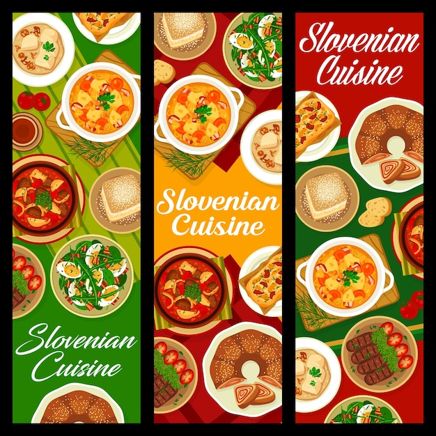 Slovenian food restaurant meals vertical banners