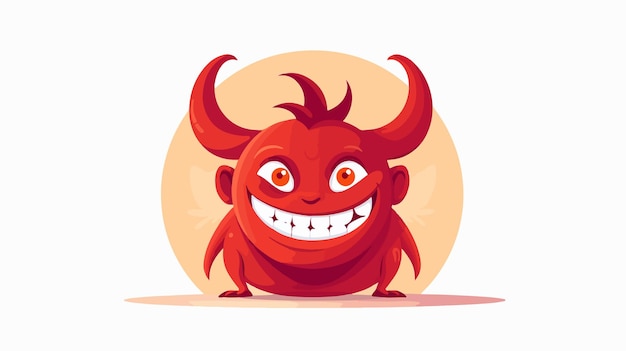 Sly Cartoon Red Devil Smiling Vector Expressive and Playful Illustration