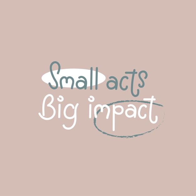 Small acts Big impact simple handwriting lettering poster Motivational vector design