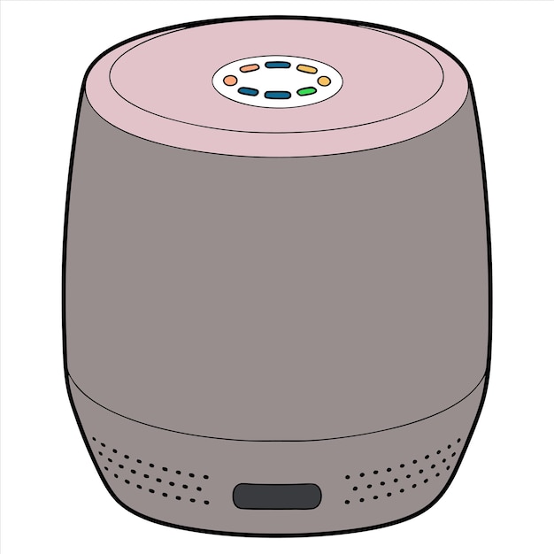 a small appliance with a pink and green button