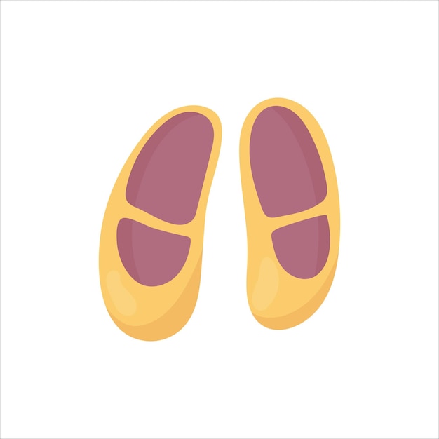 Small ballet flats or slippers. Children's clothing in a cartoon style. Vector illustration isolated on white background.