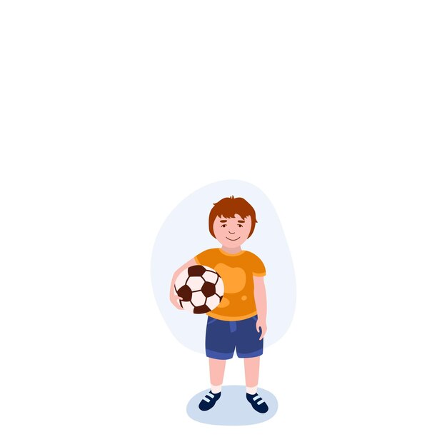 Vector small boy with ball illustration kid ball tshirt shorts