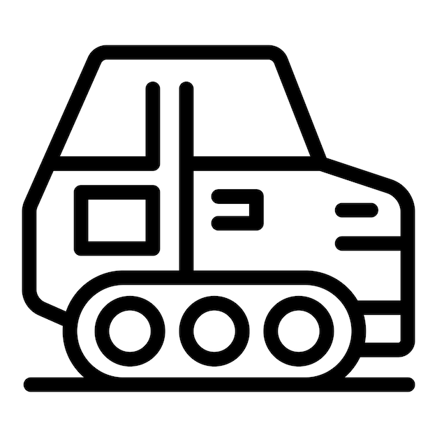 Small bulldozer standing with cabin on chassis with caterpillar wheels