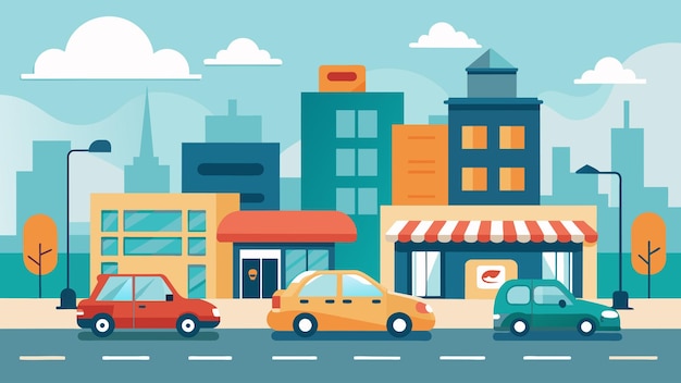 A small business district implementing a carpooling program to reduce traffic and provide