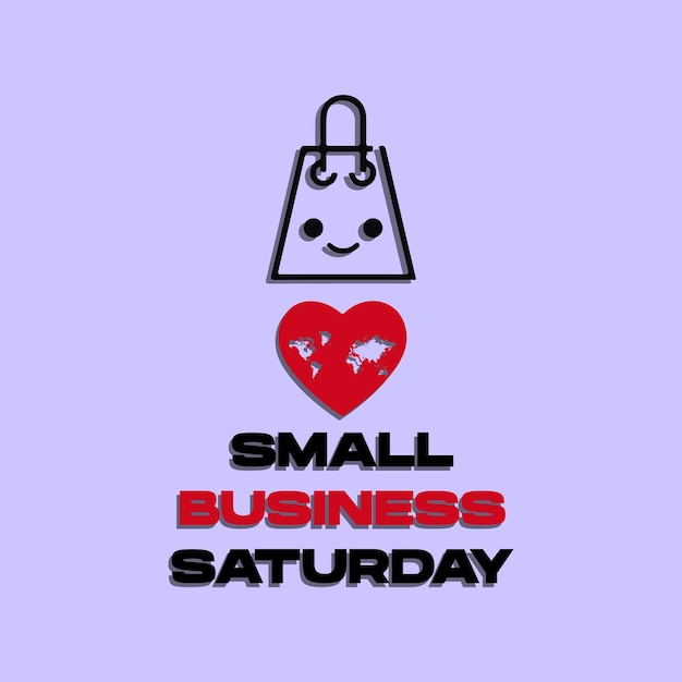 Small Business Saturday With Shops and Purple Background. For Poster, Banner, Card Invitation