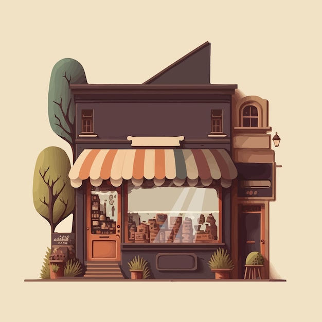 Small business store shop design restaurants bistro vector flat illustration