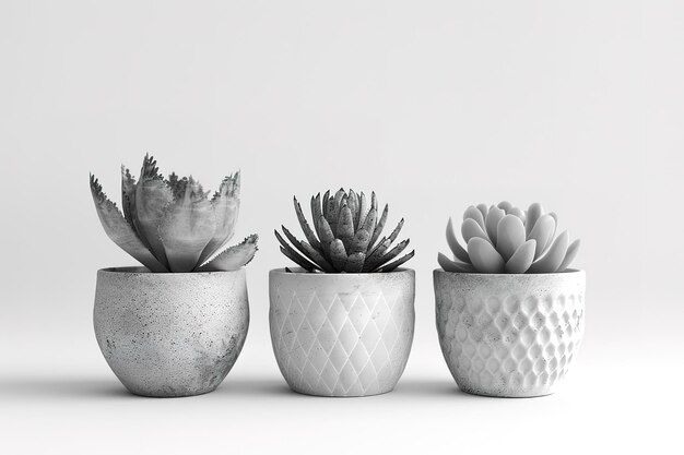 Vector small cacti houseplants in flower pots on table in living room