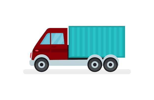 Small cargo truck Urban transport Automobile theme Flat vector element for poster of delivery service