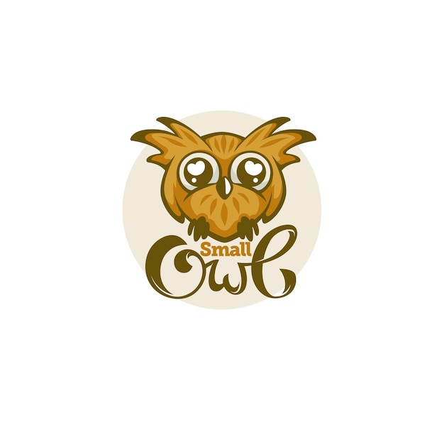 Small and cute baby owl for your logo with lettering composition