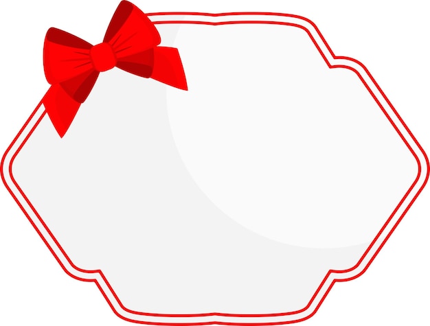 Small figured carved white greeting card with bright red bow. Design for prizes, gifts, surprises, for sale, discounts. For Birthday, New Year and Christmas, Valentine Day. Flat cartoon objects ,