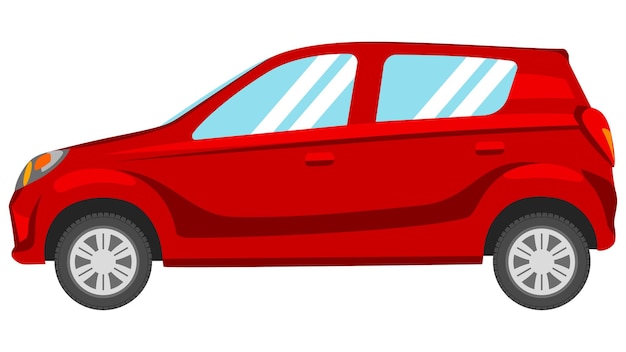 Small hatchback car in bright color vector realistic car flat bright color vector illustration