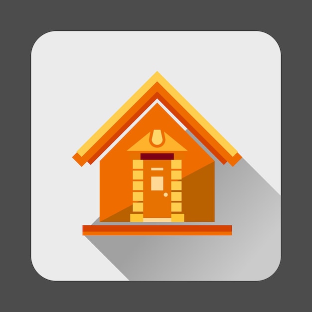 Small house icon in flat style with long shadow