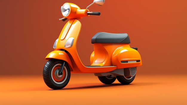 Vector a small orange scooter is shown on a red background