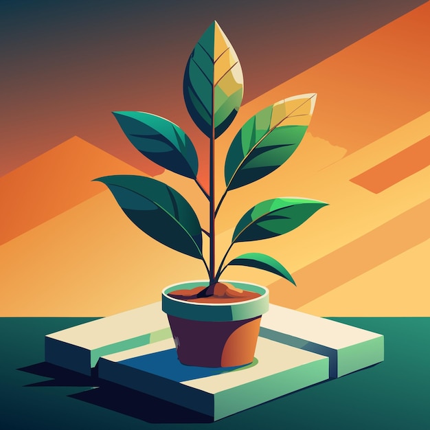 Vector small plant flat design illustration