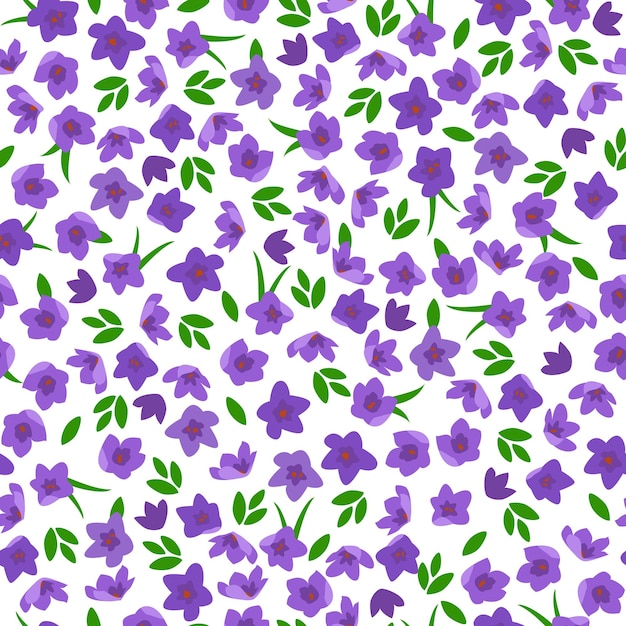 Small purple flowers seamless pattern