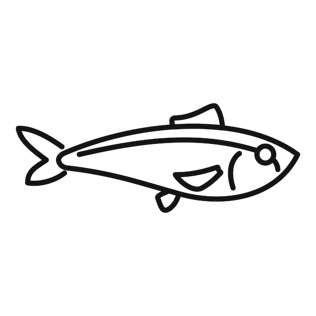 Small sardine fish swimming in side view icon