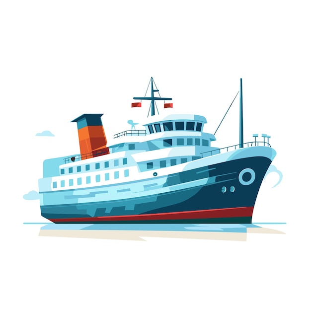 Small ship flat illustration on white background High resolution