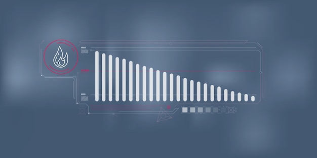 Small and simple infographics showing the abstract dynamics of falling natural gas consumption Vector illustration