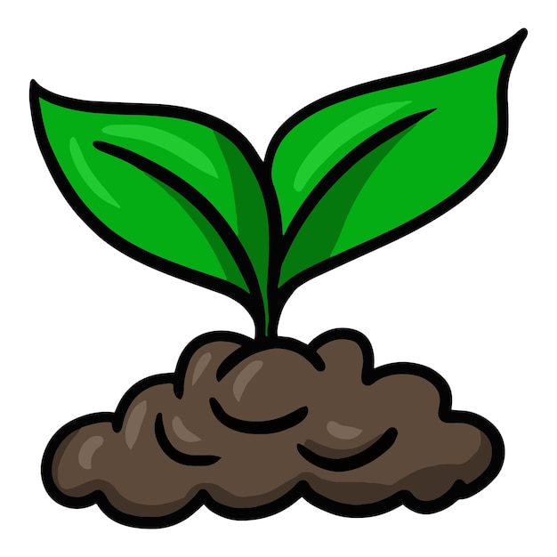 A small sprout appeared from the ground cartoon vector illustration