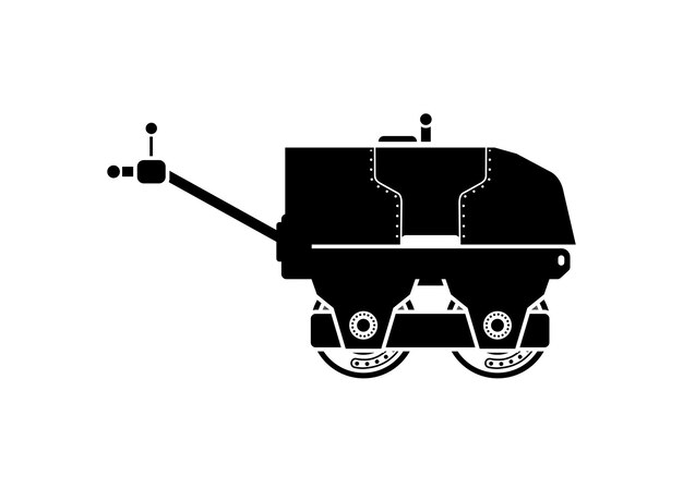 Vector small steamroller simple illustration in black and white