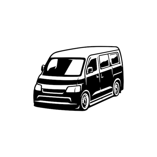 small van car, minibus illustration vector