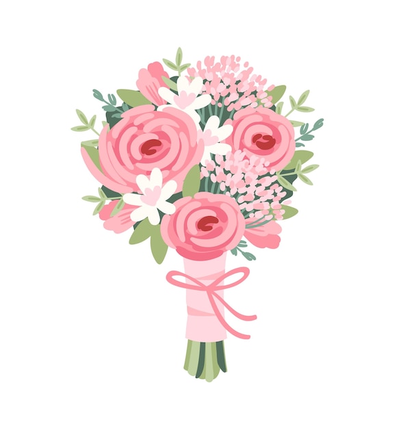 Small wedding bouquet Vector isolated illustration Design element for wedding concept and other