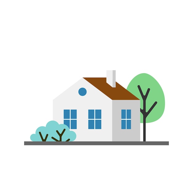 Small white house isolated vector icon illustration