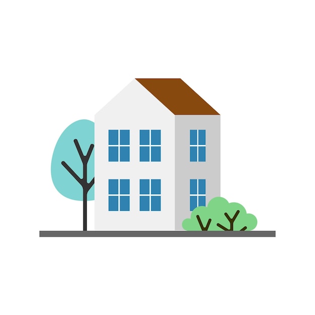 Small white house isolated vector icon illustration