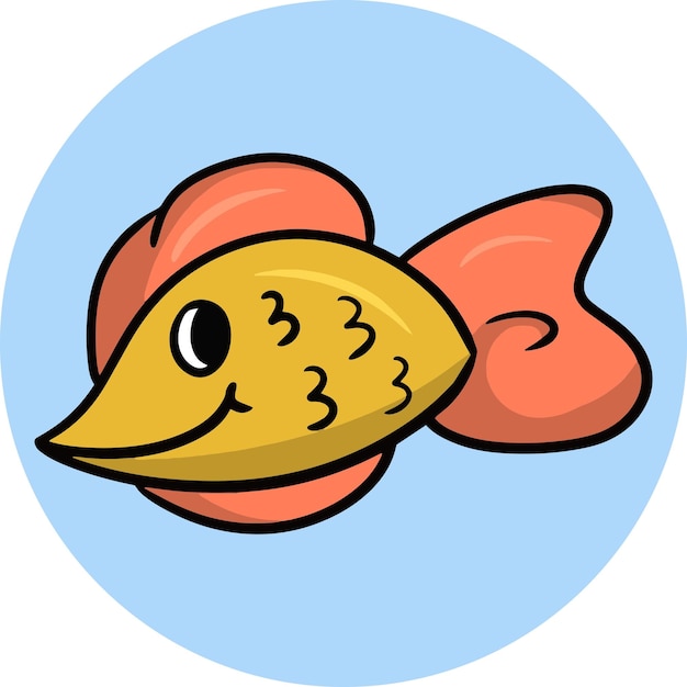 Small yellow aquarium fish vector cartoon illustration