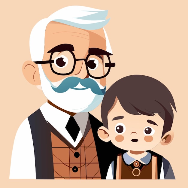 Vector a smallboy with grand father vector illustration