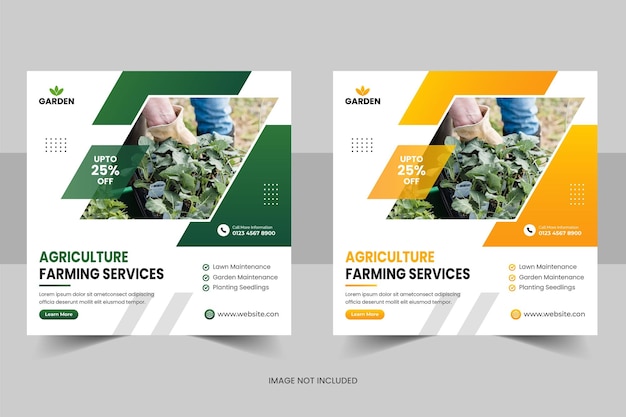 Smart Agricultural and farming services social media post template or lawn landscaping banner