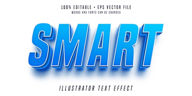 Vector smart blue editable text effect 3d font style