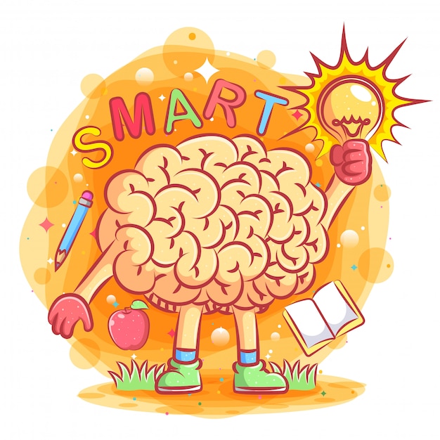 Smart brain with brilliant ideas illustration of illustration