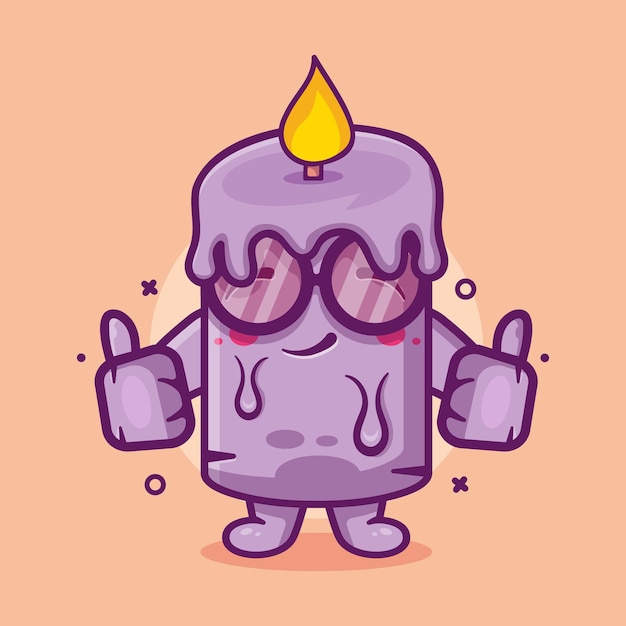 smart candle character mascot with thumb up hand gesture isolated cartoon in flat style design